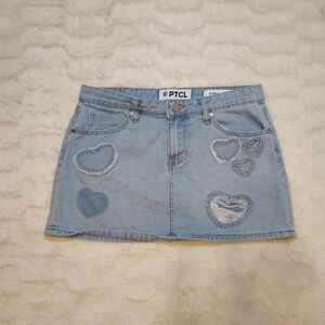 PTCL Blue Denim Mini Skirt With Hearts
